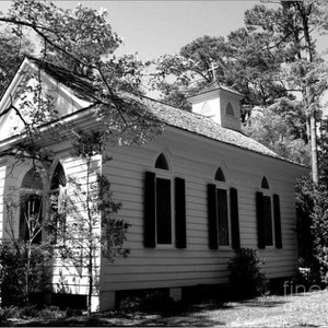 Lebanon Chapel, Airlie Gardens, Wilmington, NC, Black and White Photography, North Carolina Gifts, Church Wall Art, Officiant Gift image 2