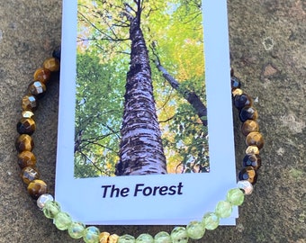 Peridot Forest Bracelet | Tree Bracelet | Tigers Eye | Thai Gold, Silver | Green and  Brown Bracelet | Minimalist Jewelry | Save the Earth