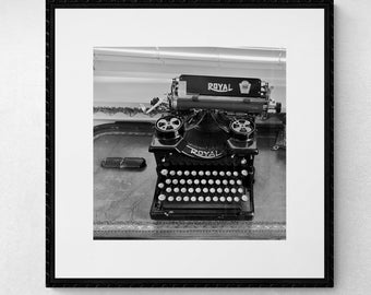 Vintage Typewriter Print | Black and White Photograph | Printable Wall Art | Instant Download | Fine Art Photography