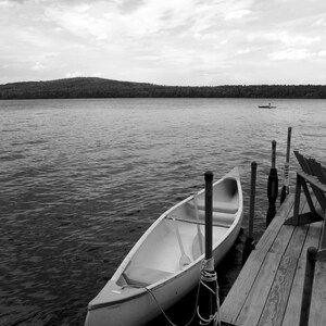 Canoe on a Lake Print Black and White Photograph Printable Wall Art Instant Download Fine Art Photography Maine Lake Photography image 9