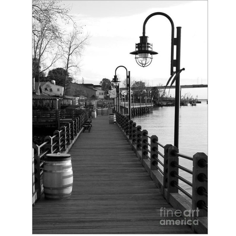 Riverwalk, Historic Wilmington, NC Black and White Photography North Carolina Photography Black and White Wall Art image 2