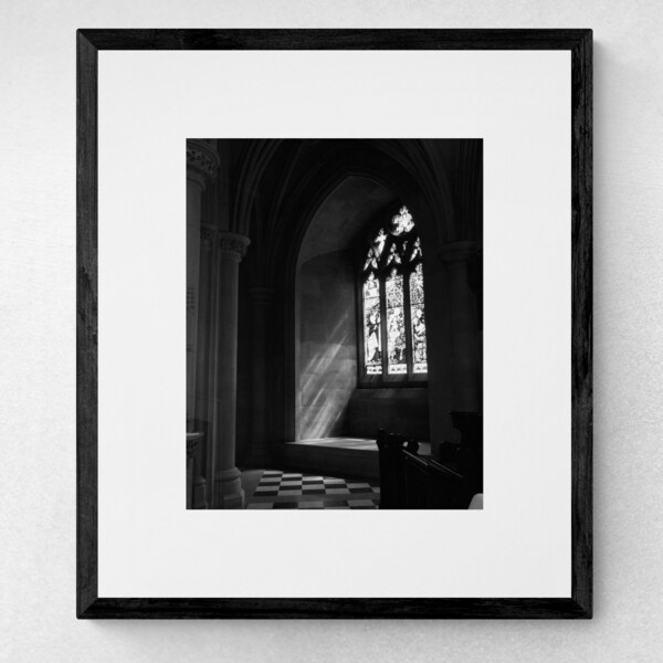 Stained Glass, National Cathedral | Black and White Photography | Officiant Gift | Stained Glass Art | Above Bed Art | Minimalist Room Decor