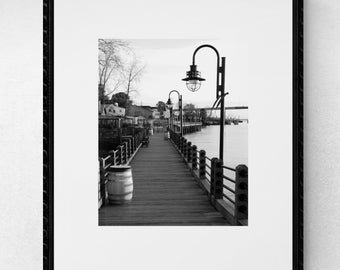 Riverwalk, Historic Wilmington, NC | Black and White Photograph | North Carolina Photography | Black and White Wall Art | Cape Fear Art