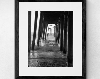 Under Pier, Wrightsville Beach, North Carolina, Black and White Photography, Black and White Wall Art, Wilmington NC