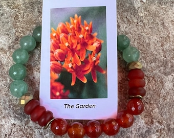 Garden Milkweed Butterfly Weed Bracelet  | Orange Carnelian Bracelet | Green Aventurine | Gardener | Nature Jewelry | Floral Jewelry