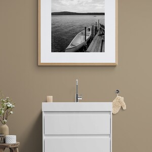 Canoe on a Lake Print Black and White Photograph Printable Wall Art Instant Download Fine Art Photography Maine Lake Photography image 6