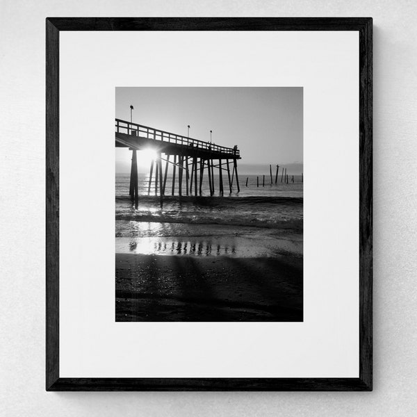 Johnnie Mercer's Pier, Wrightsville Beach | Black and White Photography | Wilmington NC | Black & White Wall Art | Beach Photography