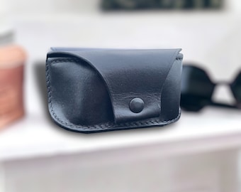 Estuche para gafas de sol, Estuche para gafas de sol de cuero personalizado, Caja para gafas, Soleado, Estuche para gafas de regalo, Regalo de cuero, Estuche negro para aviador