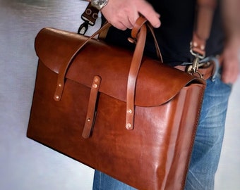 Grand sac en cuir, sac pour ordinateur portable en cuir, messager marron, sac à bandoulière pour homme, sac à bandoulière pour homme, sac pour ordinateur portable pour homme, sac d'ordinateur pour homme et femme