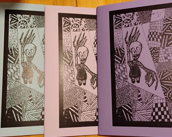 Blue Stingers Instead of Wings Poetry Chapbook by Juliet Cook - poet, purple, blue, red, mental stingers - Pure Sleeze Press, 2025