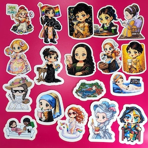 Célébrez les Femmes Iconiques - Stickers Art Anachronique, Pack Spécial 8 Mars, Cadeau Féministe, Déco Laptop, Autocollant Vinyle Waterproof
