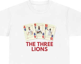 The Three Lions England Soccer T-Shirt - Rice Kane Bellingham Trio Shirt, Football Team Jersey Kit, EURO 2024 Tee, Gildan Fan Gear Merch Top