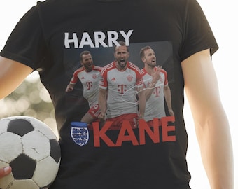 Harry Kane Soccer T-Shirt - Football Shirt, Premier League Tottenham Fan Merch, Bayern Munich Bundesliga Tee, England Soccer Mens Gift Shirt