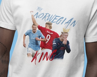 Erling Haaland T-Shirt, Norway Football Fan Shirt, Soccer Wear Gift, Man Sports Shirt, Men Vintage Tee, Manchester City Dortmund Jersey Kit