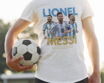 Lionel Messi Soccer T-Shirt - Football Shirt, Argentina Fan Merch, Barcelona La Liga Tee, PSG Soccer Mens Gift Shirt, Soccer Team Jersey Kit