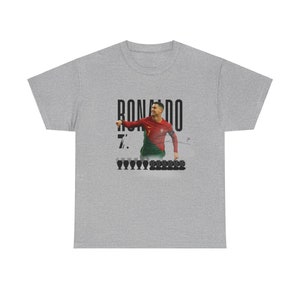 Cristiano Ronaldo T-Shirt, Portugal EURO Shirt, Soccer Player Gift, Vintage Tee Retro Soccer Kit, Man United Real Madrid Al Nassr Jersey Kit Sport Grey