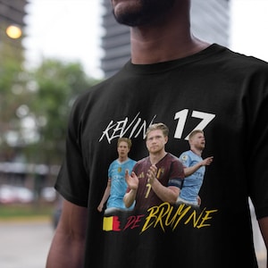 Camiseta de futebol Kevin De Bruyne - Camisa de futebol, produtos para fãs da Bélgica, camiseta da Premier League do Man City, presente de camisa masculina, kit de camisa de time de futebol 17
