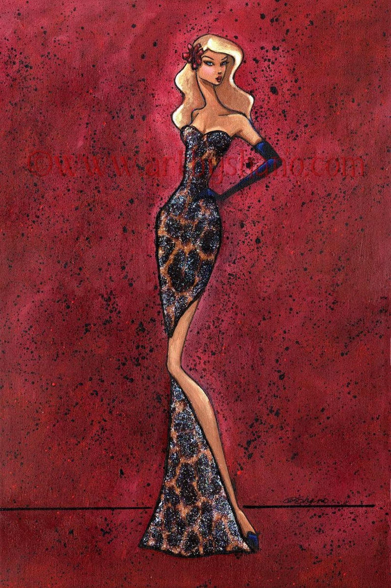 Old Hollywood Glamour Art Print Elegant Woman Colorful Wall Etsy