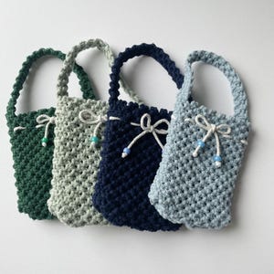 Borsa per telefono in macramè, piccola borsa fatta a mano, realizzata su ordinazione - Borsa in macramè