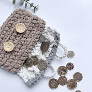 Handmade crochet coin purse - Made to order - Chocolate brown crochet wallet.