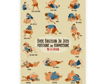 Brazilian Jiu Jitsu Positions and Submissions Print