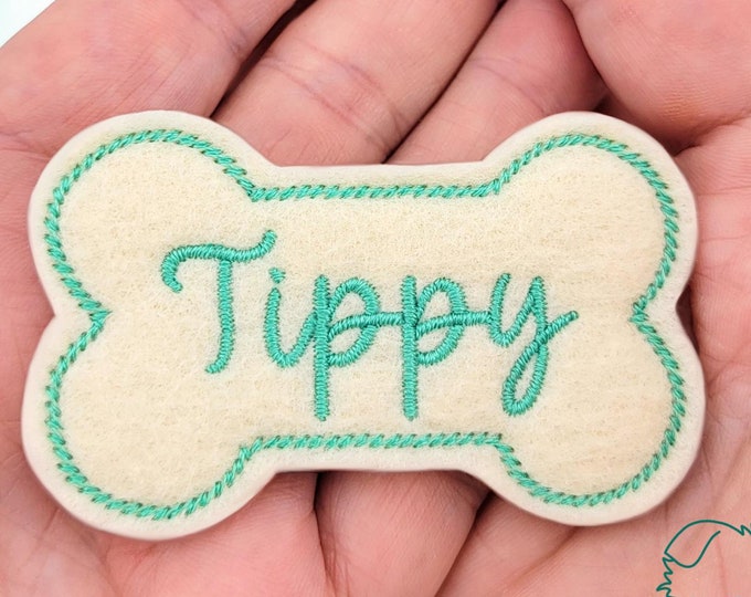 Bone Shaped Dog Bow with Barrette | Embroidered with Name | | Pet Gifts | Personalized Pet Accessory | Dog Hair Bows | 10 Color Options