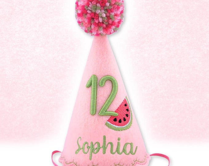 Watermelon Dog Birthday Hat in Pink – Personalized | Cat Party Hat| Pet Memorial Keepsake | 1st Birthday Party | Pet Photos