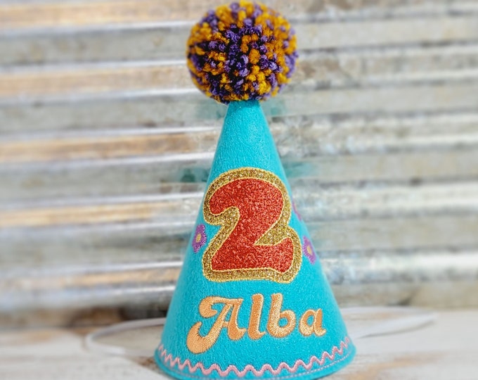 Dog Birthday Hat, Retro Boho 70's- Personalized, Flower Power Hippie, Gotcha Day Party