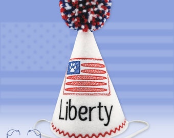 Dog Birthday Hat, USA Flag Patriotic Paw, 4th of July, Cake Smash Hat, Boy Dog Party Hat, Dogs First Birthday, Photo Prop, Gotcha Day