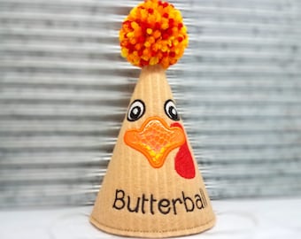 Turkey Face Thanksgiving Dog Party Hat Personalized,  November Pet Birthday Hat, Holiday Party Hat , Unique Holiday Pet Gift