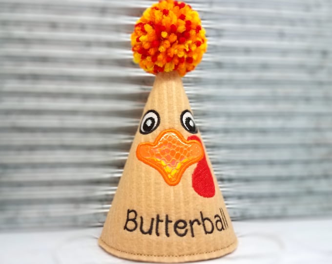 Turkey Face Thanksgiving Dog Party Hat Personalized,  November Pet Birthday Hat, Holiday Party Hat , Unique Holiday Pet Gift