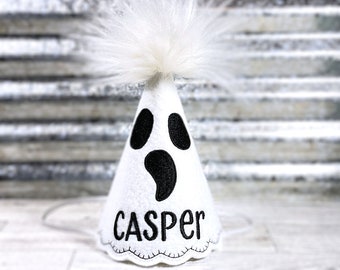 Ghost Face Halloween Dog Party Hat Personalized,  October Pet Birthday Hat, Holiday Party Hat , Unique Pet Gift, Dog Costume