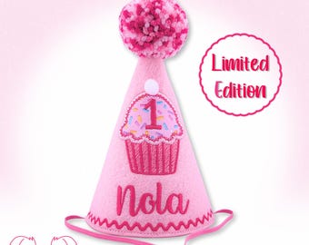 Pink Cupcake Dog Birthday Hat Customized for Dogs First Birthday, Cat Birthday, Photo Prop, Gotcha Day, Memory Keepsakes, Gifts for Pets