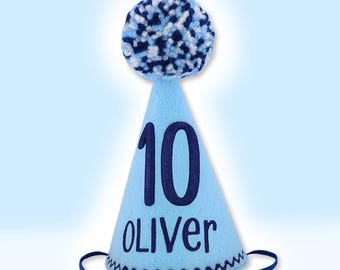 Blue Dog Birthday Hat - 3D Puff Embroidery - Personalized for Gotcha Day,  1st Birthday,  Memory Keepsake, Custom Embroidery, OLI10