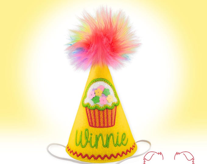 Dog Birthday Hat Yellow Spring Flowers - Personalized Custom Keepsake 1st Birthday Gotcha Day Celebrations Pet Party Supplies Cake Smash