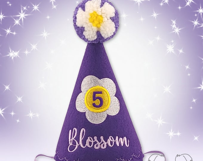 Dog Birthday Hat with Daisy Flower, Personalized Pet Memory Keepsake,  1st Birthday, Gotcha Day, Photo Prop, Custom Hat for Pets, Pet Party