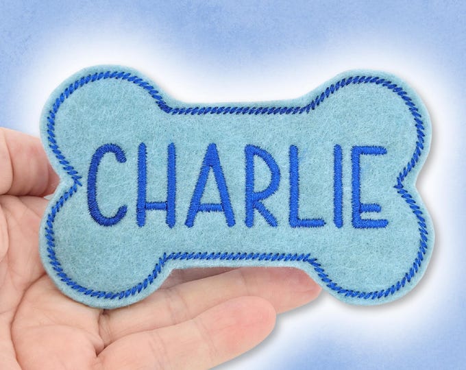 Personalized Dog Bone Collar Bow Tie – Custom Embroidered Pet Name Tag – Adjustable Accessory for Dogs – Handmade – 3 Size Options