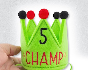 Personalized Pet Birthday Crown – Embroidered with Name & Age – Handmade Dog or Cat Party Hat