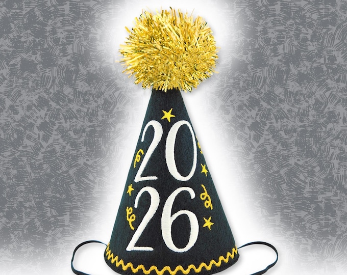 2026 New Year Dog Party Hat – Pet Celebration Hat with Pom Pom – Handmade Dog & Cat Hat