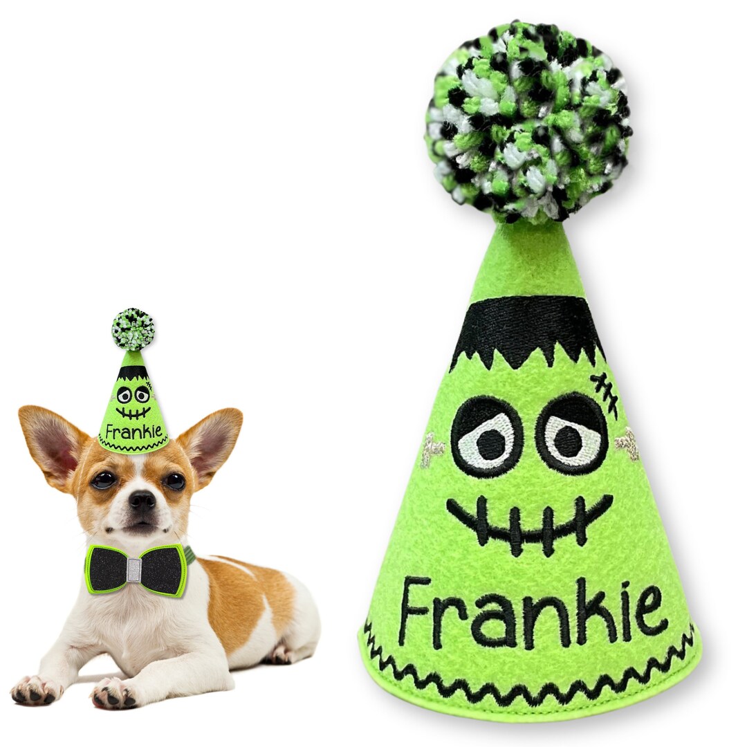 Frankenstein Halloween Dog Party Hat Personalized, Pet Birthday Hat