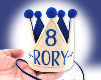 Dog Birthday Crown Personalized with Name, Birthday Number and Arrow, Pet Party Hat Keepsake, Gotcha Day, First Birthday (7 color Options)