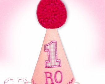 Pink Dog Birthday Hat: First Birthday Cake Smash Photo Prop