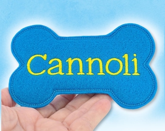 Dog Collar Bow Tie – Bone Shape, Personalized –Adjustable Pet Collar Charm – Custom Embroidered Pet Name Tag