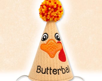 Turkey Face Thanksgiving Dog Party Hat Personalized,  November Pet Birthday Hat, Holiday Party Hat , Unique Holiday Pet Gift