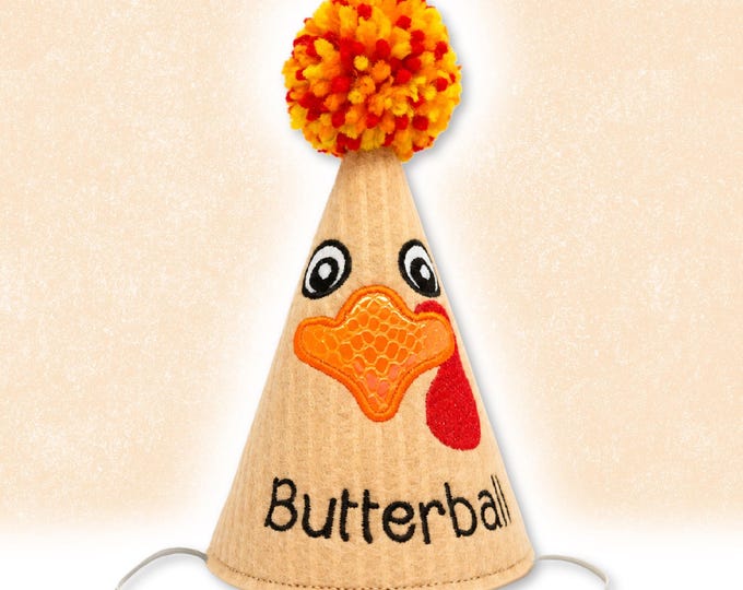 Turkey Face Thanksgiving Dog Party Hat Personalized,  November Pet Birthday Hat, Holiday Party Hat , Unique Holiday Pet Gift