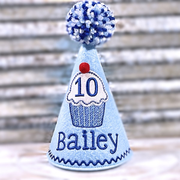 Dog Birthday Hat, Cupcake Pupcake in Light Blue and Marshmallow Sparkle,  Pet Birthday, Photo Prop, Gotcha Day, 1st Birthday, Party Favors