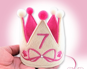 Embroidered Dog Birthday Crown: Personalized Pet Party Hat