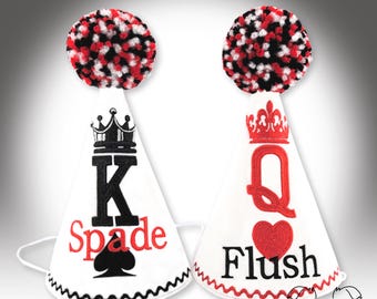 Personalized Dog Birthday Hat: Casino Theme, Queen/King Playing Cards