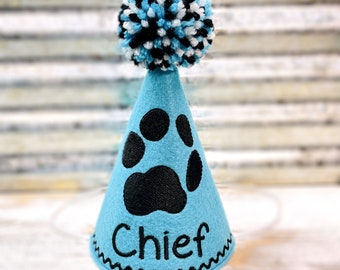 Dog Birthday Hat Personalized with YOUR Dogs Paw and Name - 9 color options -  Pet Party Hat - 1st Birthday - Gotcha Day- Dog Keepsake