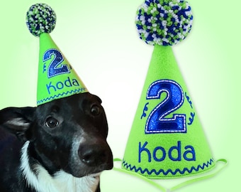 Personalized Dog Birthday Hat: Lime Green Cake Smash Party Hat